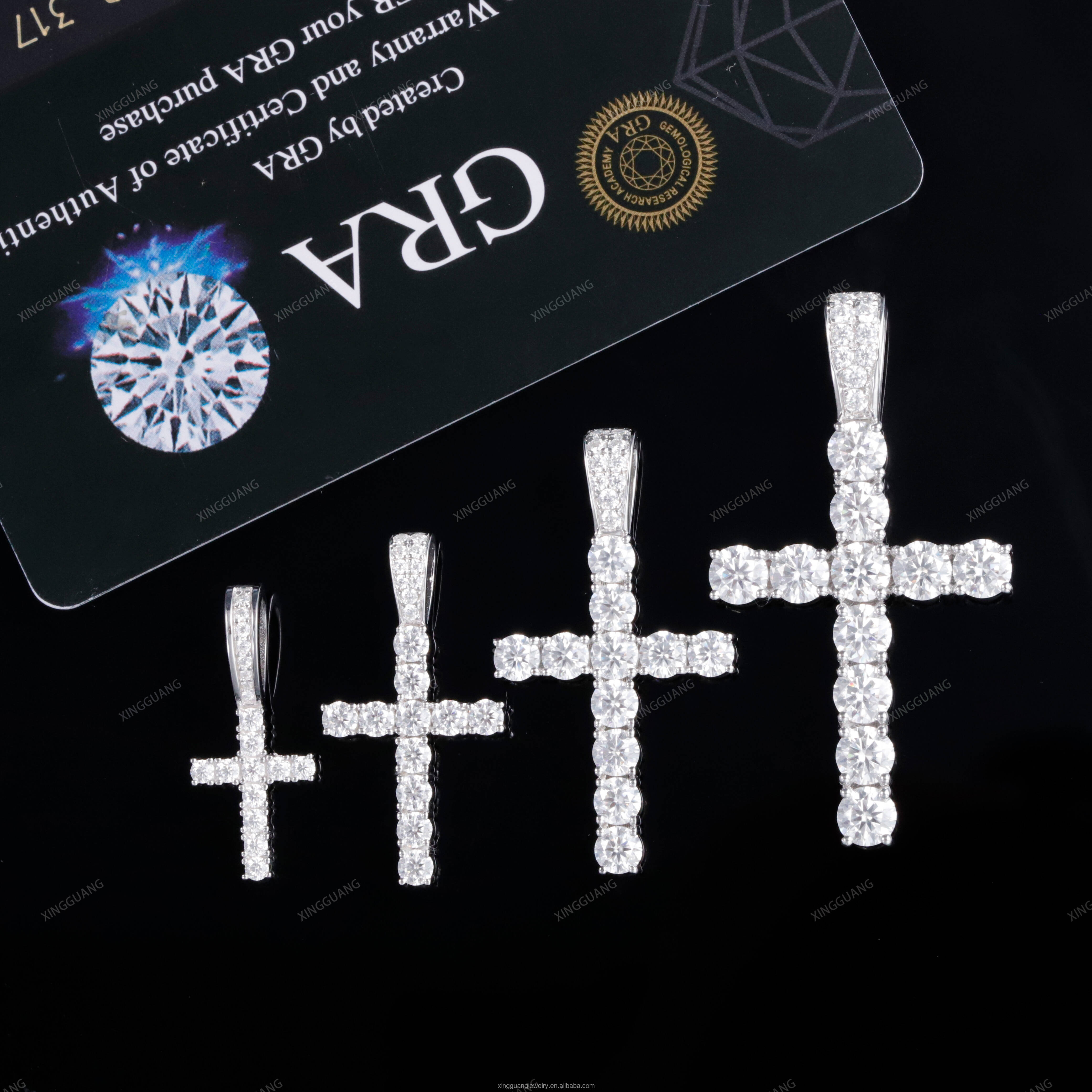 RTS VVS Moissanite Cross Pendant for Necklace 2mm 3mm 4mm 5mm S925 Sterling Silver Iced Out Diamond Hip Hop Cross Pendant