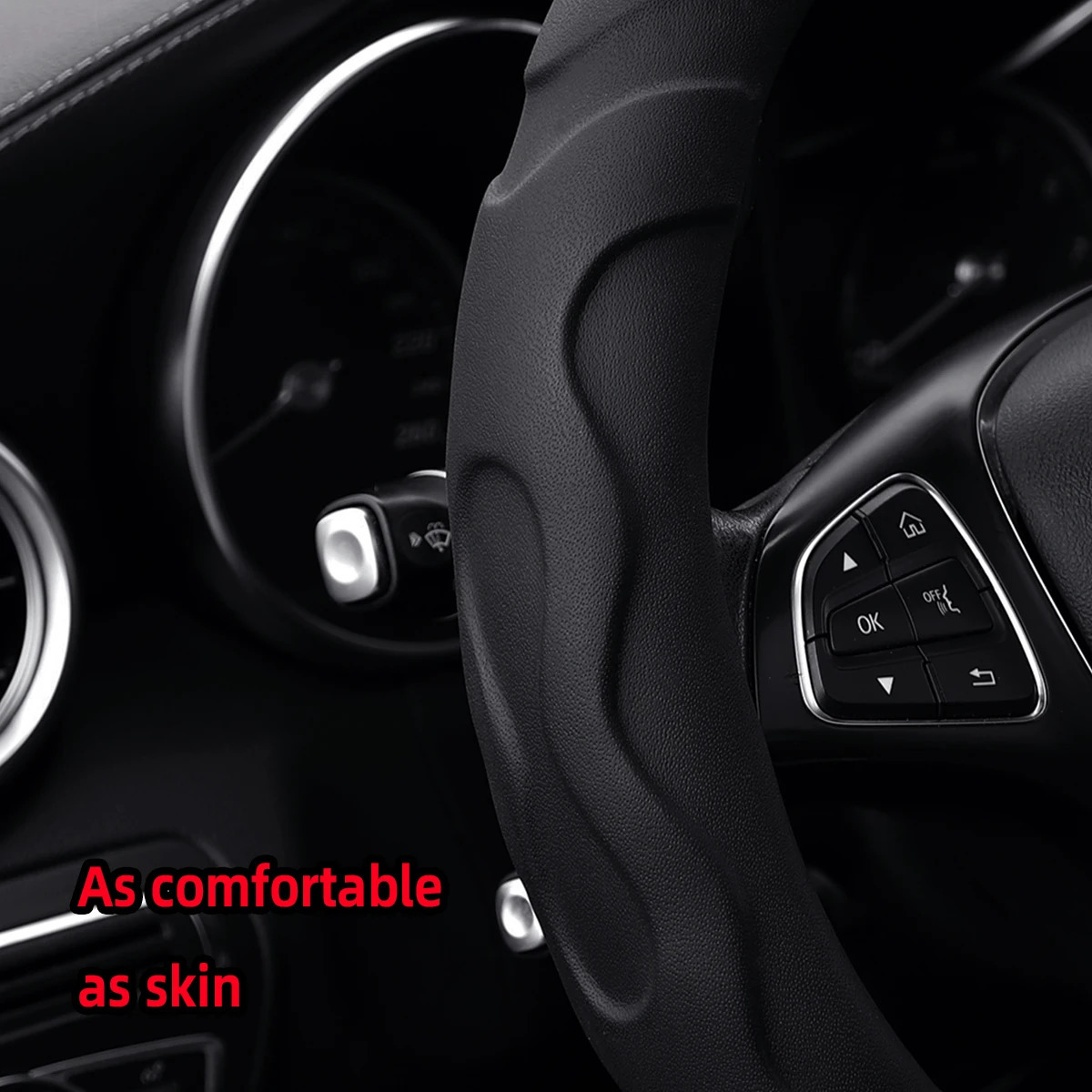 1 Artificial Lamb Skin Sense Three-dimensional Styling Sports Car Steering Wheel Cover Fits 14.5-15 Inches 37-38CM 250715