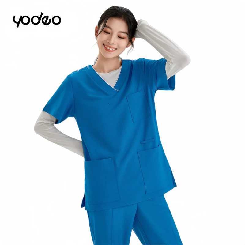 Quick dry brushing hand clothing surgical gowns elastic unisex short sleeved set Breathable ice silk operating room work clothes Z250718