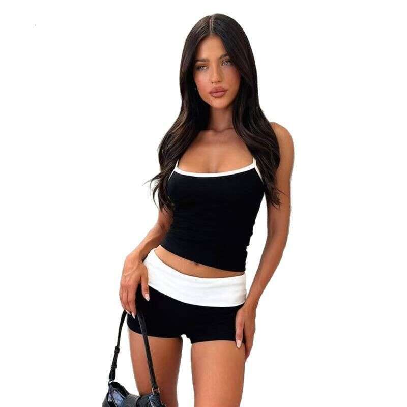 Summer American Style Sports Camisole Sweet And Spicy Slim Fit Versatile Sexy Shorts Set B5 g5
