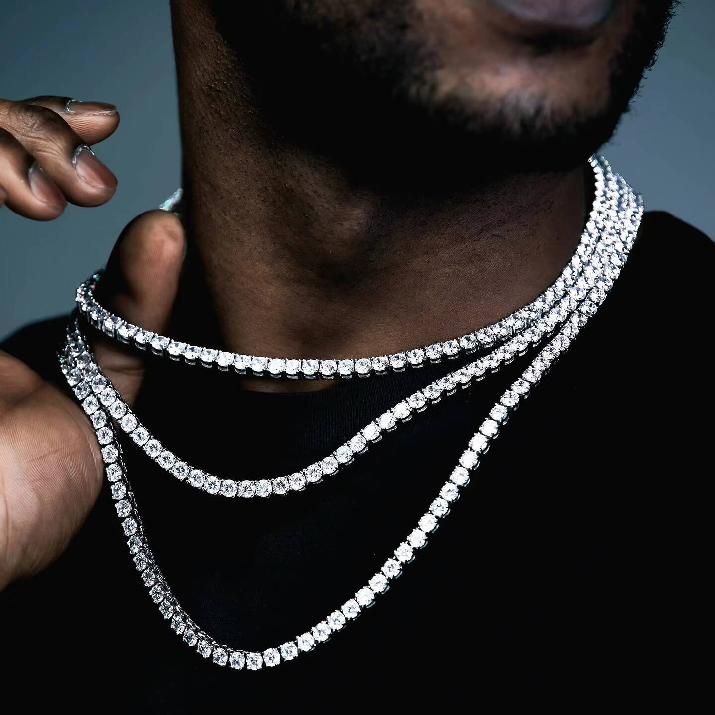 Full Size Vvs Moissanite Diamond Hip Hop Tennis Chain Pass Diamond Tester 4mm Moissanite Tennis Chain