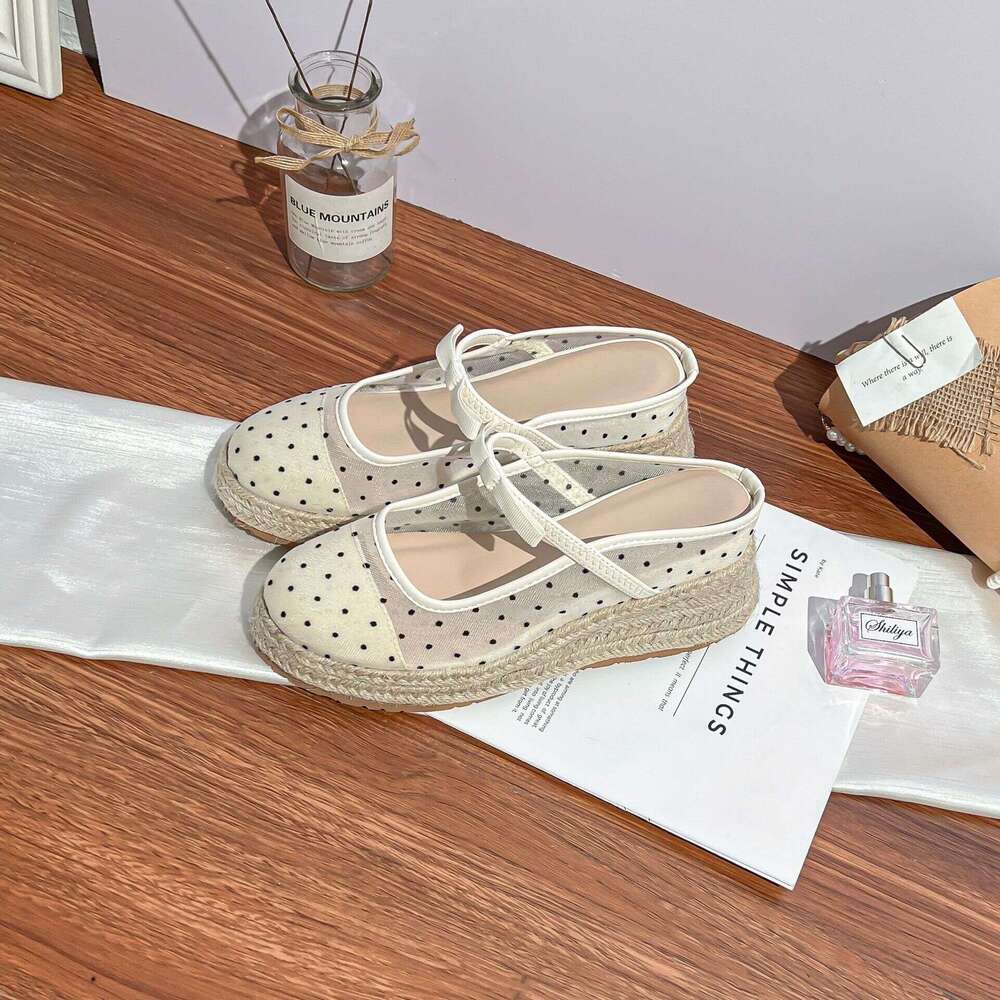 Su Yinyin Summer New Fashion Woven Hemp Rope Thick Sole Single for Women Mesh Breathable Closed-Toe Shoes Women's Style 2025
