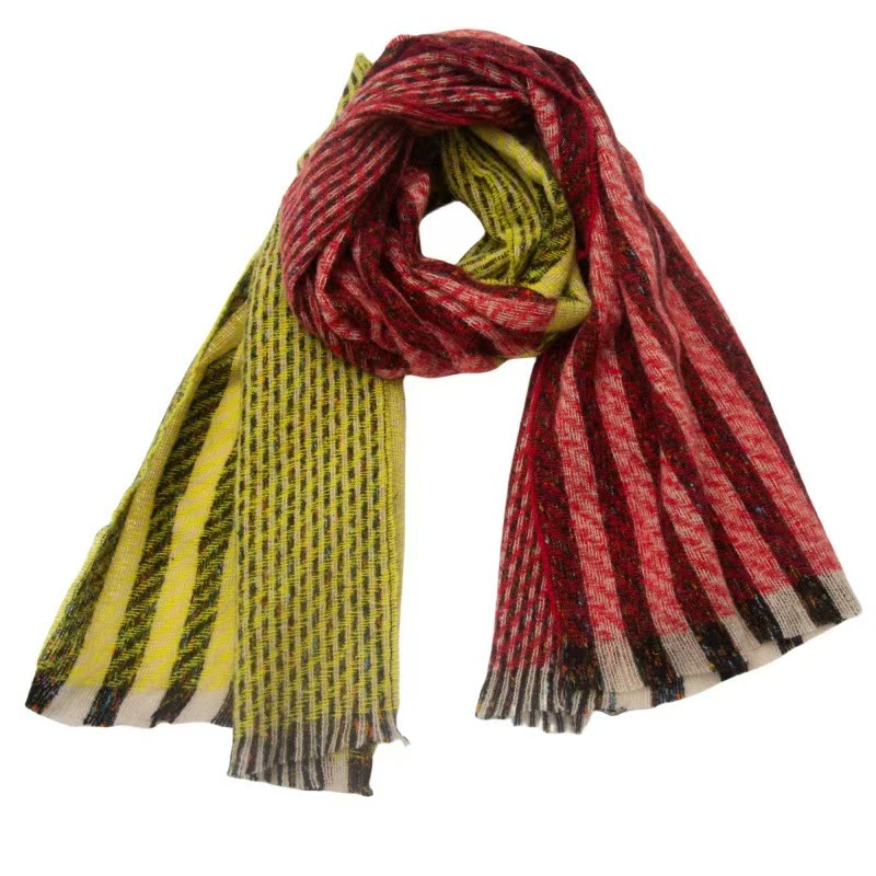 T1248 scarf European and American autumn and winter new style hair clip flower striped scarf shawl