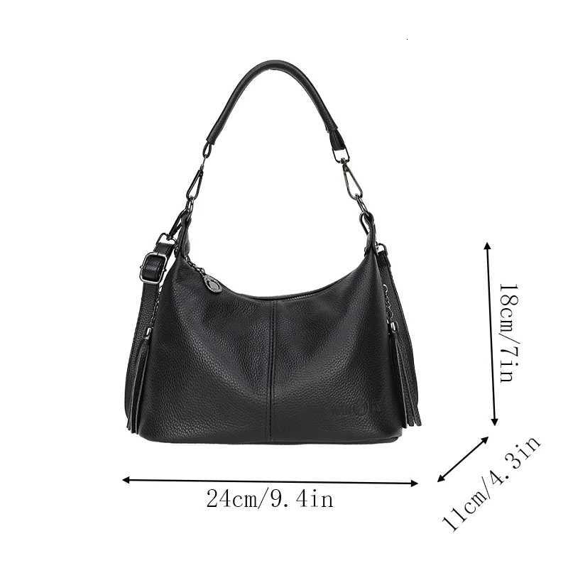 Genuine Leather Wens Bags Fi Tassel Wens Handbags Crossbody Bags Wens Solid Colors Sahel Large Capacity Y250718