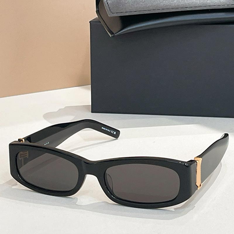 Designer Women Rectangular Sunglasses SL M152 Black Slim Acetate Frame Nylon Lens Wide Legs Cassandre in the Temples Fashion Luxury Womens Glasses