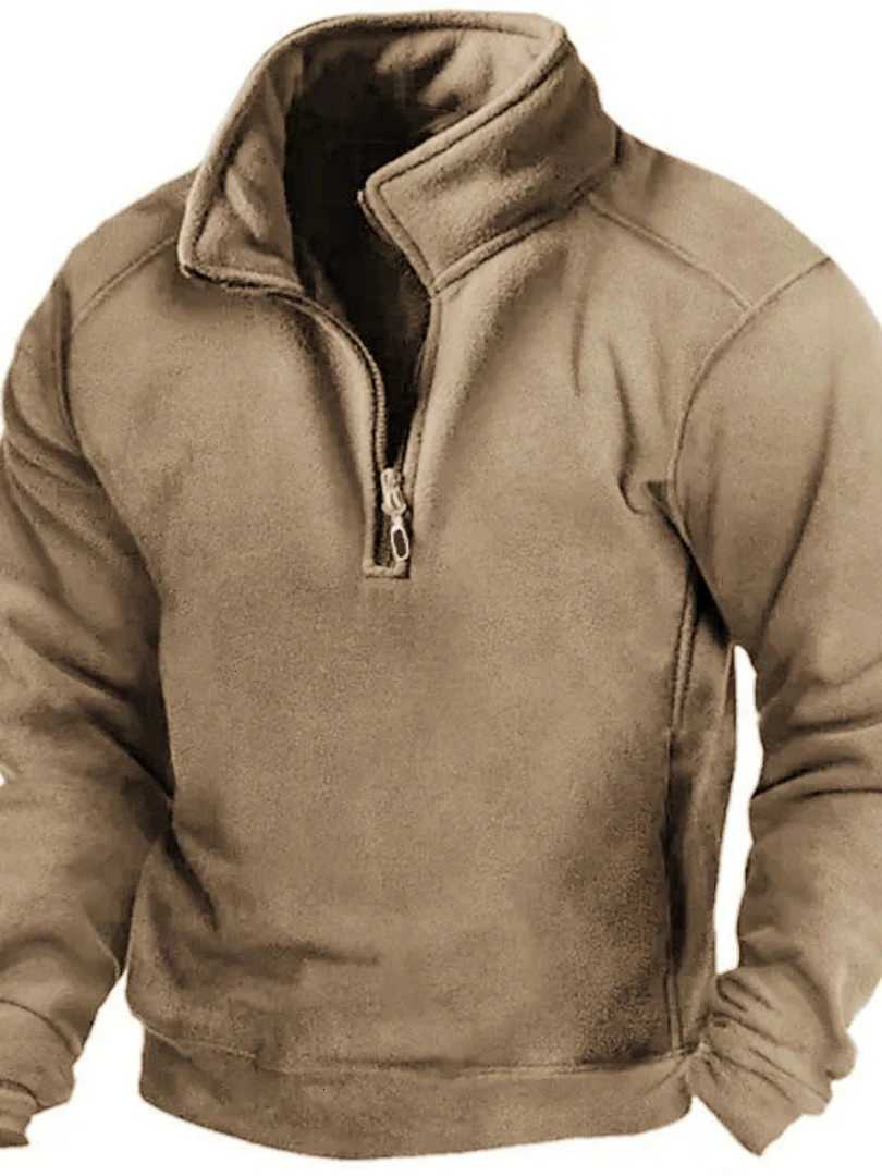 2025 Mens Half-Zip Sweatshirts Autumn Male Stand Collar Loose Solid Color Pullover New Mens Trend Casual Army Green Hoodies XJ250714