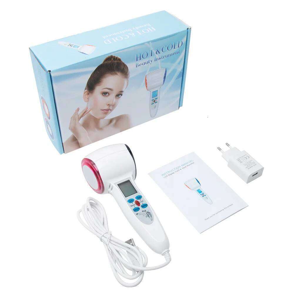 Portable Hot Cold Blue Red Led Light Facial Massage Hammer