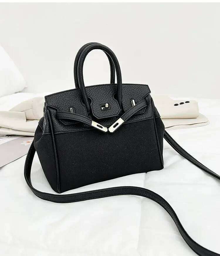 Trendy PU Leather Crossbody Bag for Women Vintage Lock Zipper Shoulder Purse Lightweight Work Commute Travel Handbag