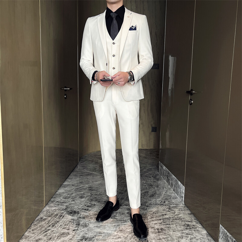 H802Men's three-piece suit business slim casual wedding dress groom suit