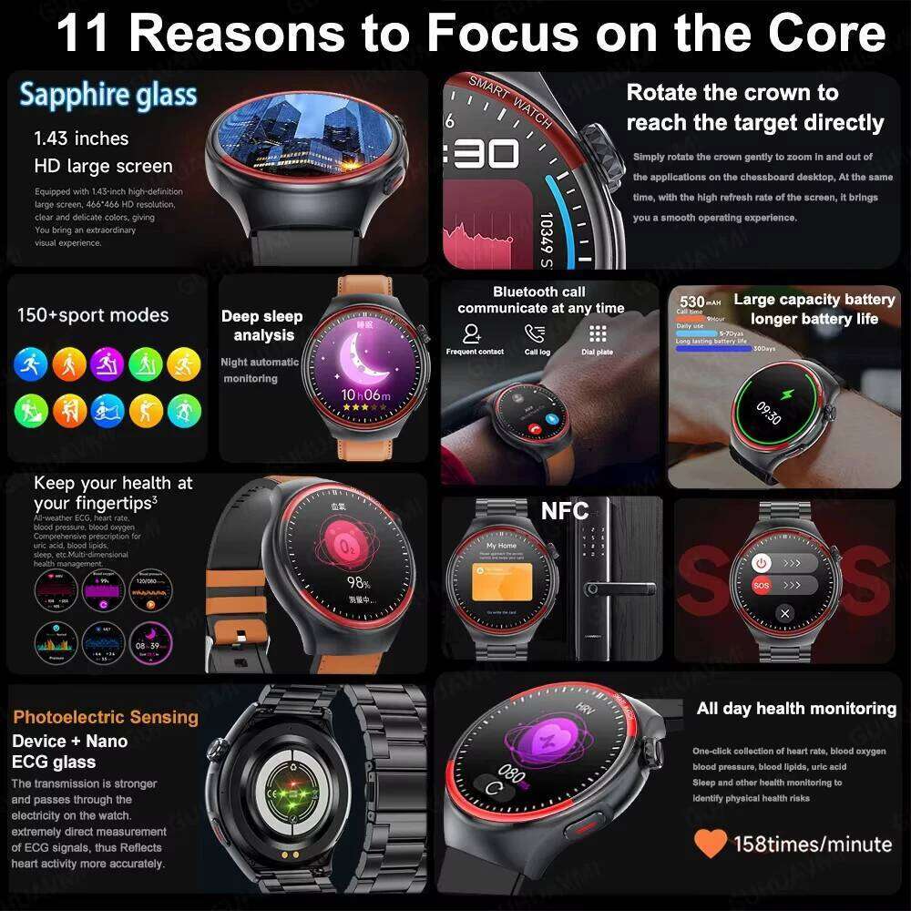 2025 New Nursing Health laser Cure Blood pressure Smart Watch Men Heart rate Pulse Sleep Bluetooth call Body Monitor Smartwatch free shipping