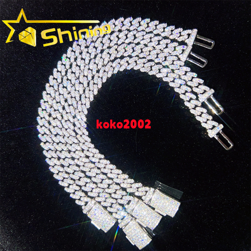 Hot Selling Pass Diamond Tester 925 Sterling Silver Hip Hop 6mm 8mm Iced Out Vvs Moissanite Diamond Cuban Link Bracelet
