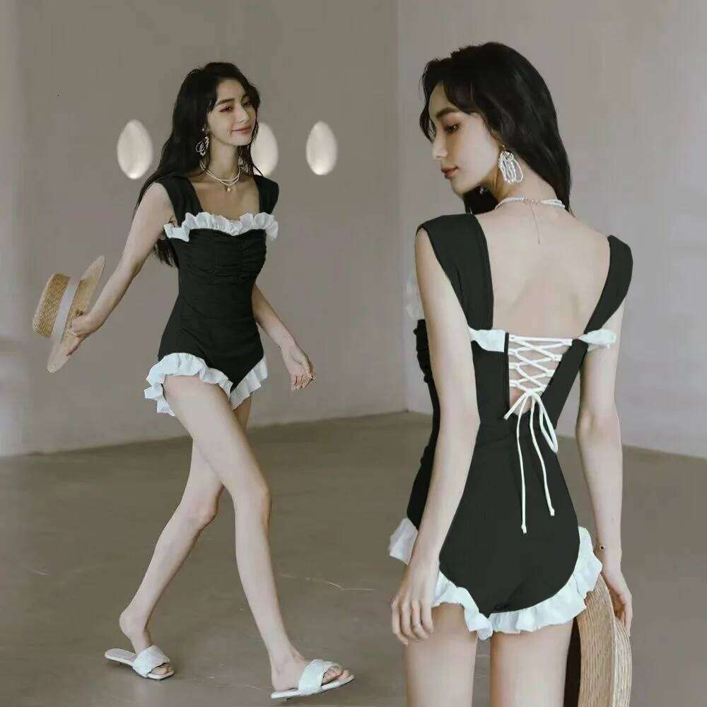 2025 New Fashionable Slim Solid Color Summer Pit Cloth Swimsuit