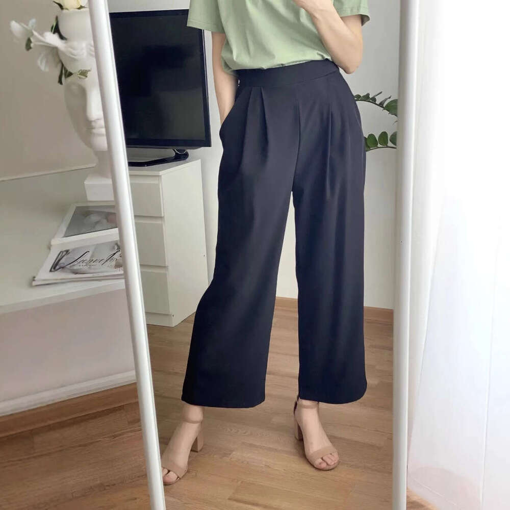 Spring New High Waist Draped Casual Pants Versatile Loose Flared Trousers Women B5 j7