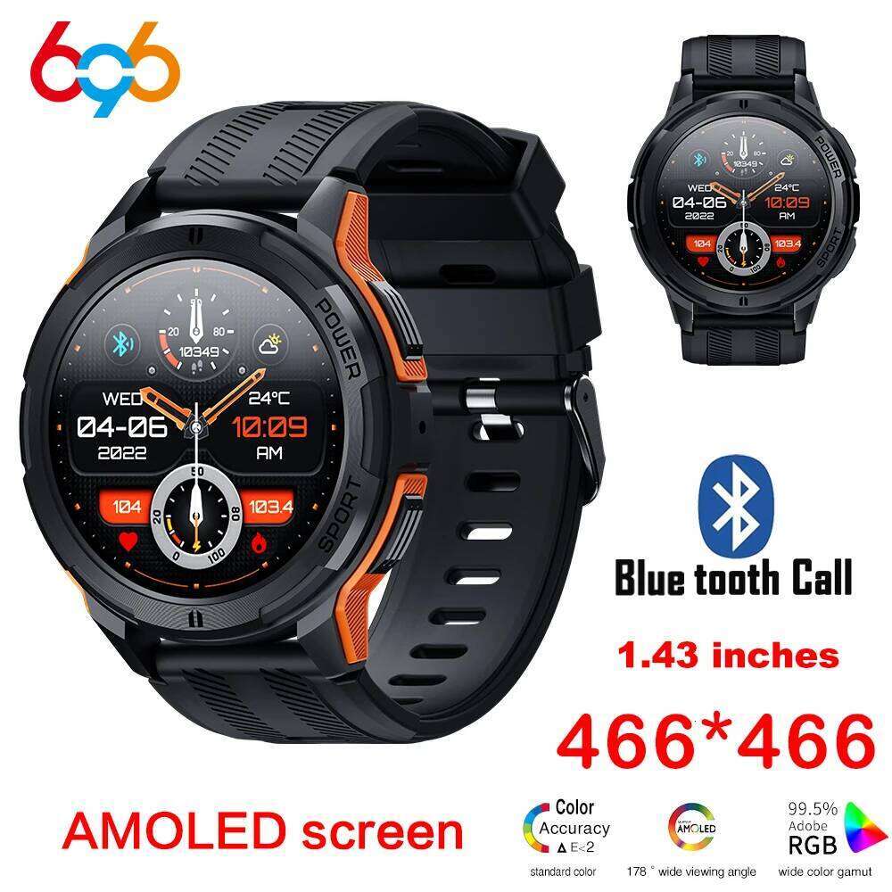 C25 Smart Watches For Men AMOLED Screen 1.43" 1ATM Waterproof Heart Rate Monitor Sports Smartwatch Blue Tooth Call Women Fiess free shipping