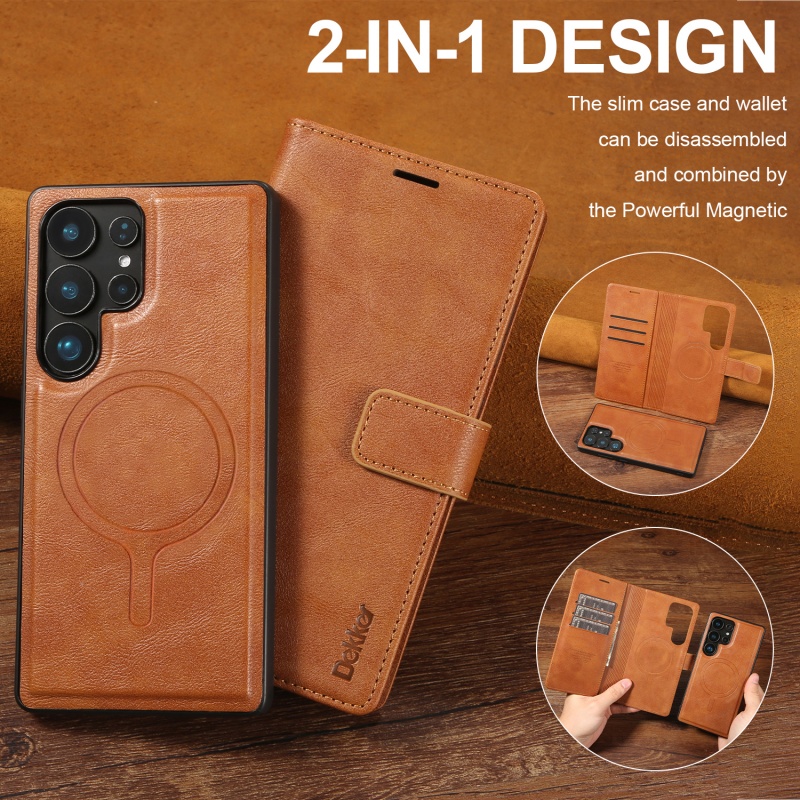 2025 New Arrival High Quality For Samsung S24 S25 Plus Ultra Dekker D1 2 In 1 Detachable TPU + PU Leather Strong Magnet Magsafe Wallet Case For iPhone 12 13 14 15 16 17 Pro Max