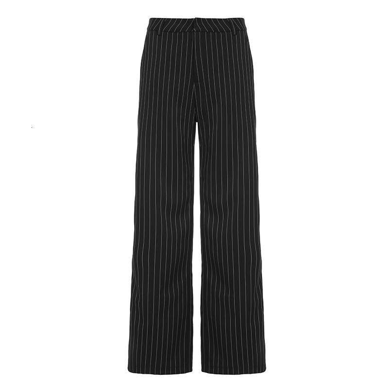 Commuting Style Striped Suit Elegant V-Neck Sleeveless Vest Loose Straight-Leg Pants Two-Piece Set B5 g5