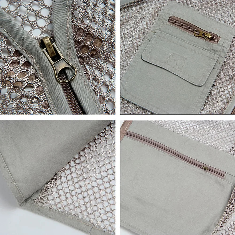 Large Size Mesh Quick-Drying Vests Male with Many Pockets Mens Breathable Multi-pocket Fishing Vest Work Sleeveless Jacket 250717