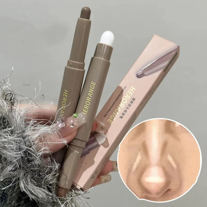 Nose Shadow Bronzer Contouring Makeup Pen Natural Grey Brown Three-dimensional Face Matte Shadow Cream Contour With Brush Makeup 250717