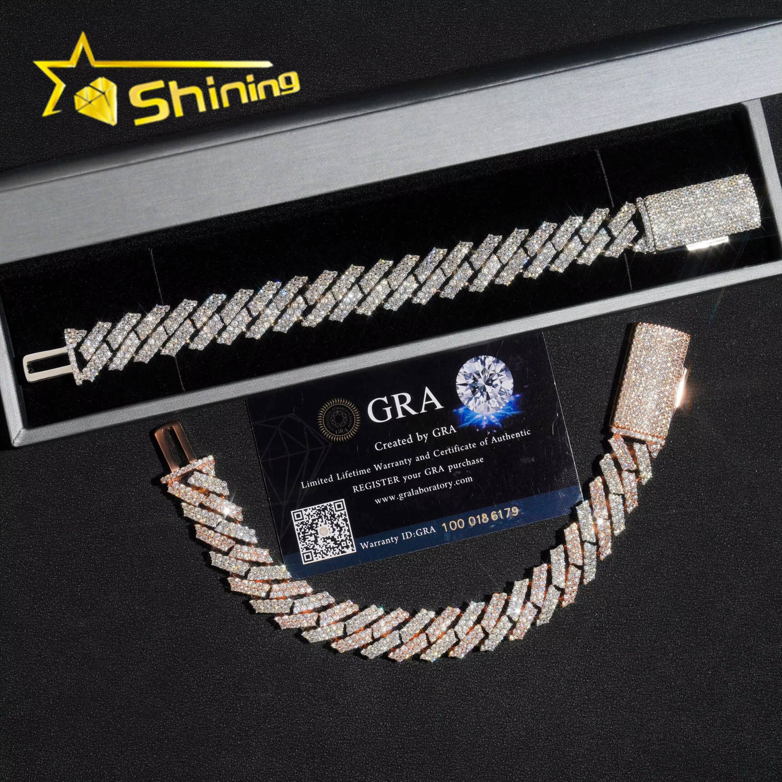 Fine Jewelry Sterling Silver 925 Iced Out Custom VVS Moissanite Hip Hop Jewelry Necklace Cuban Link Chain Bracelet