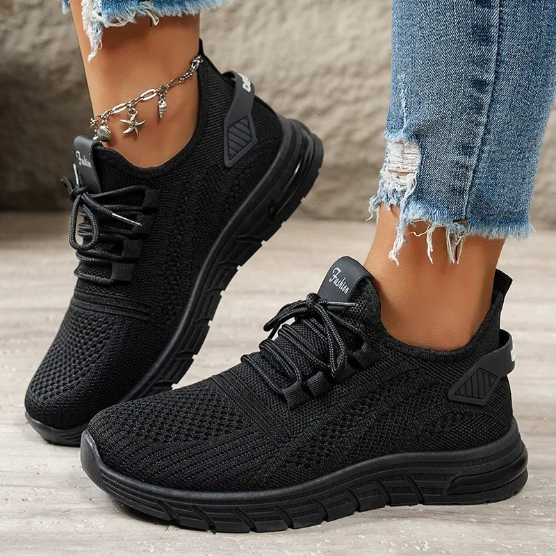 Breathable Knit Running Shoes for Women Spring Fashion Casual Platform Sneakers Lightweight AntiSlip Sports Shoes 250717