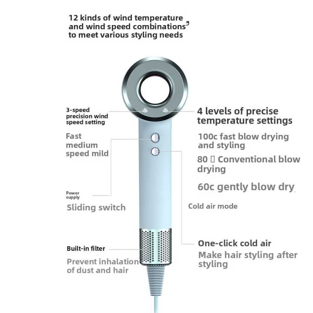 2025 New Professional Hair Dryer with Temperature Control Anion Functionality - Lightweight and Smooth Hair Styling W250718
