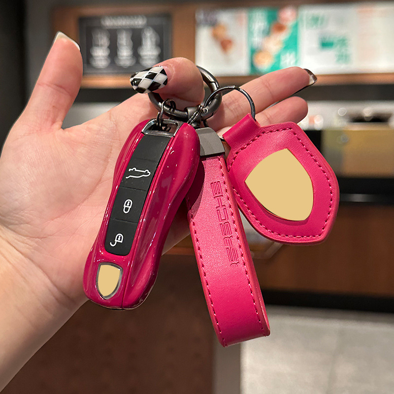 Suitable for Porsche Key Case Cayenne AN911 Taycan Panamera 718 Red Keychain