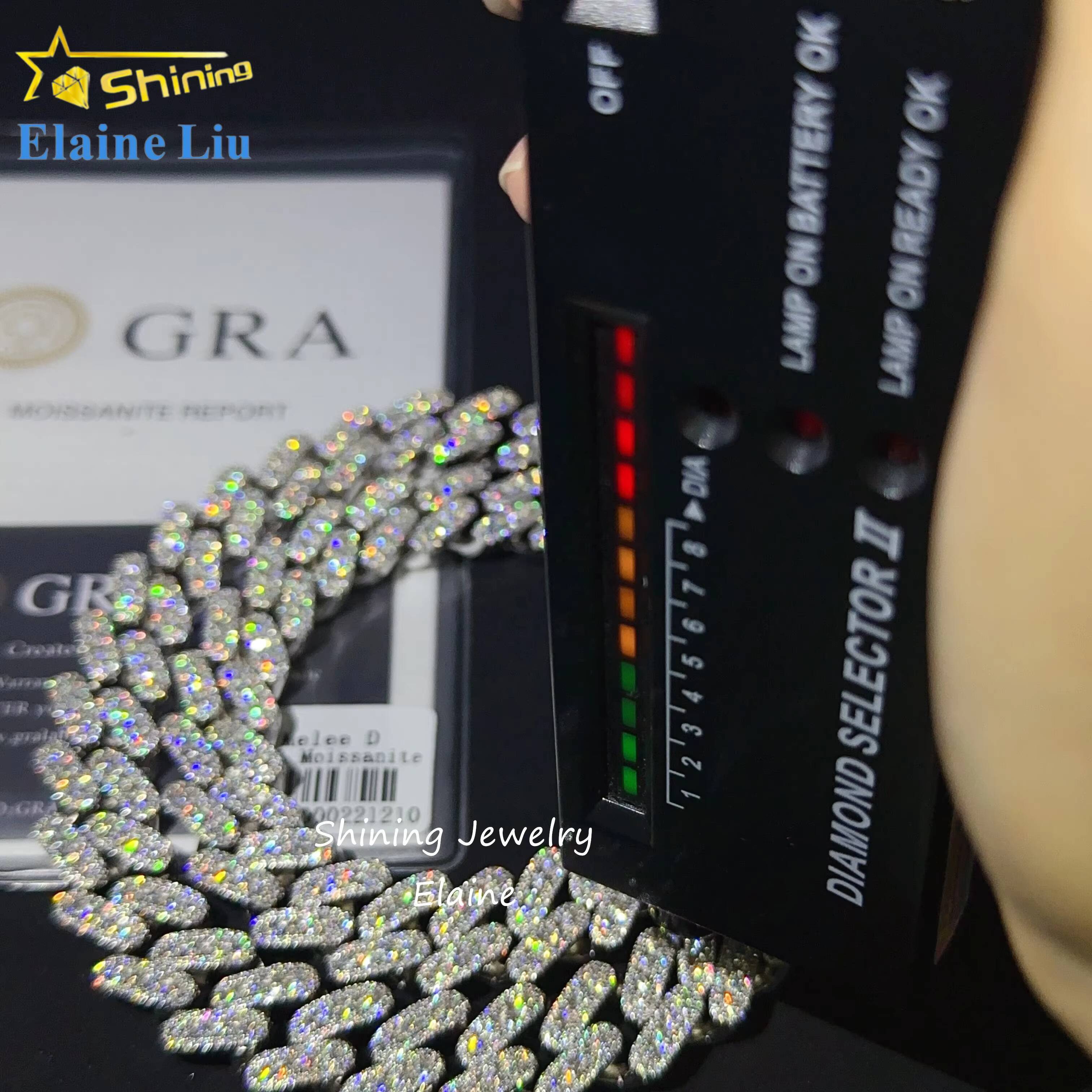 Pass Diamond Tester 925 Sterling Silver Cuban Link Moissanite Diamond Hip Hop Cuban Link Chain