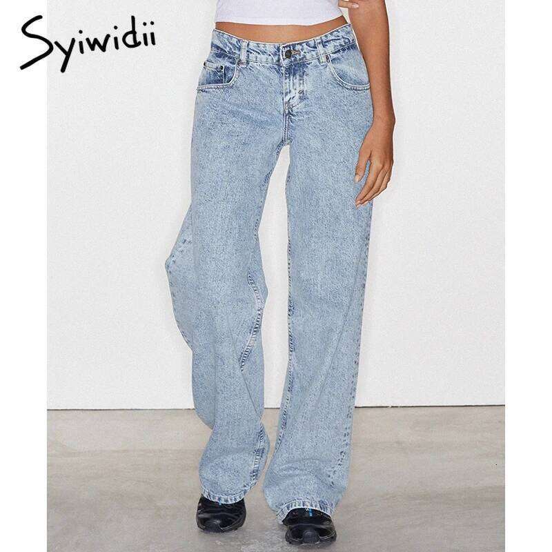 Syiwidii Vintage Baggy Women Y2k Fashion Low Rise Straight Wide Leg Jeans 2025 New Chic Casual High Street Denim Trousers MDNG