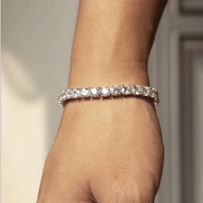 Ready to Ship White Gold Plated 925 Sterling Silver Moissanite Diamond 3mm--5mm Tennis Bracelet Necklace Tennis Chain Jewelry