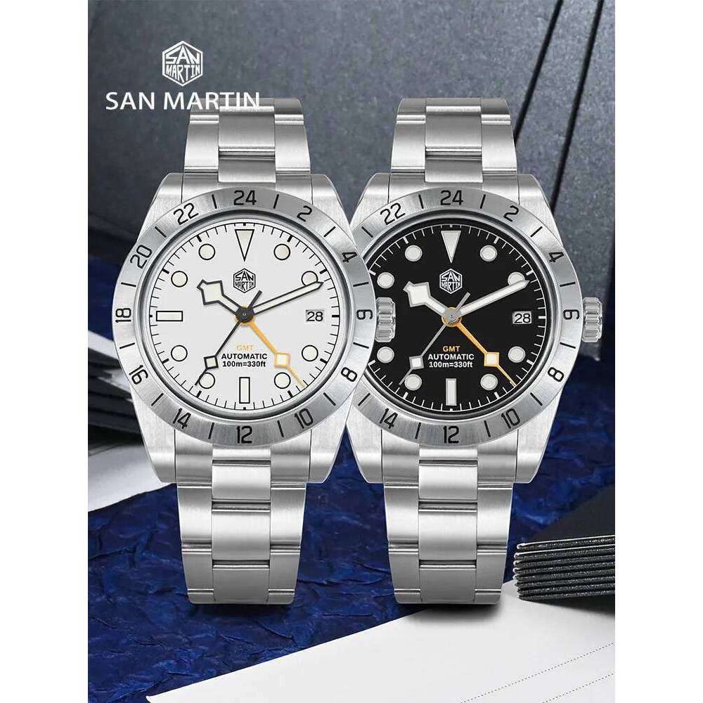 San Martin New 39mm NH34 BB GMT Automatic Mechanical Sport Watch Sapphire Luminous Waterproof 100m for Men Relogio SN0054 free shipping