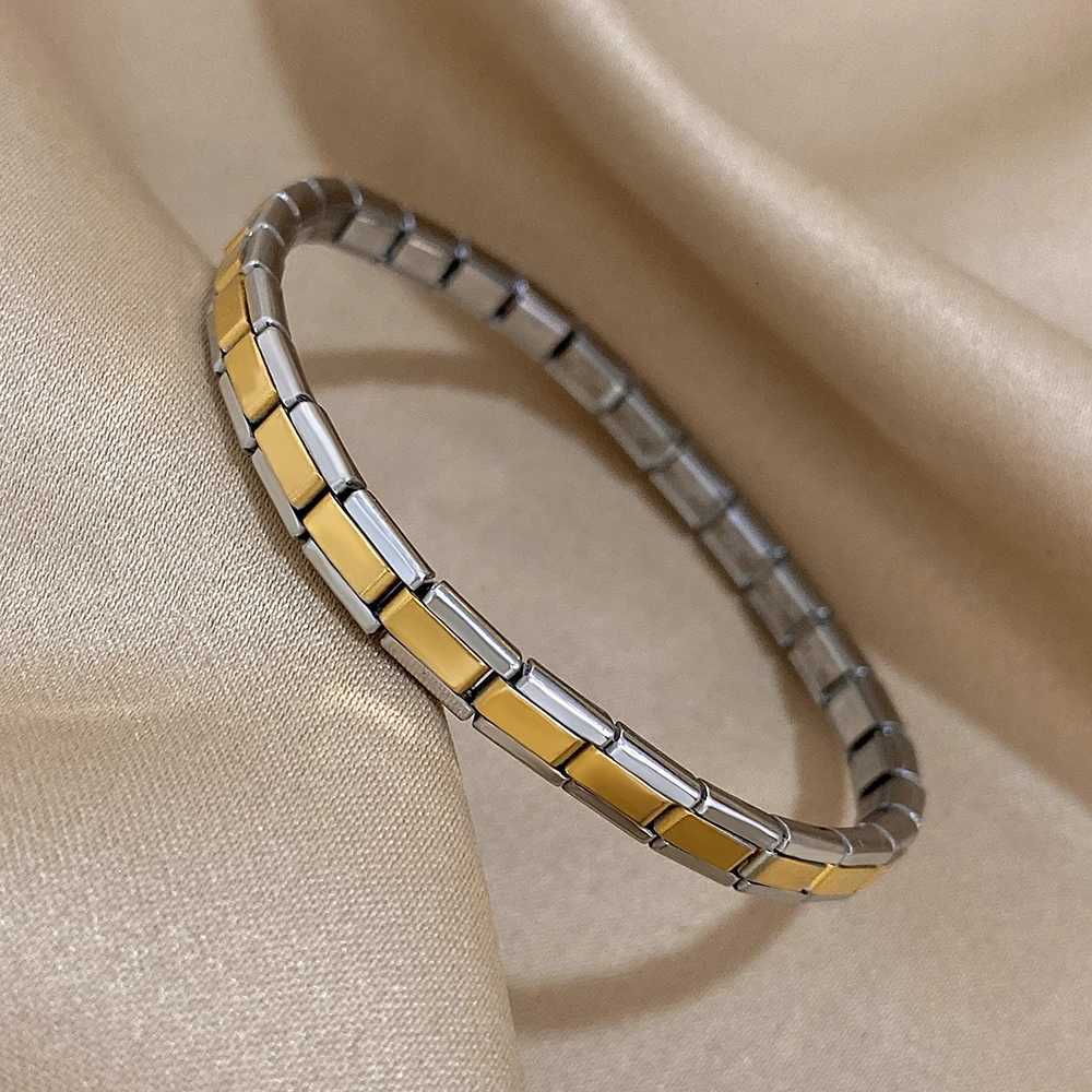 5/10mm Two Tone Titanium Steel Bracelet Men Simple Elastic Metal Stainless Steel Watch Strap Detachable Bangle X250718