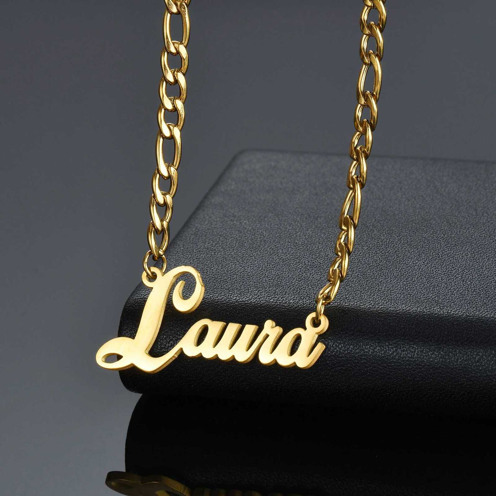 Atoztide Personalized Custom Name Bracelet Necklace Jewelry Set Figaro Chain Pendant Stainless Steel For Women Men Birthday Gift X250718