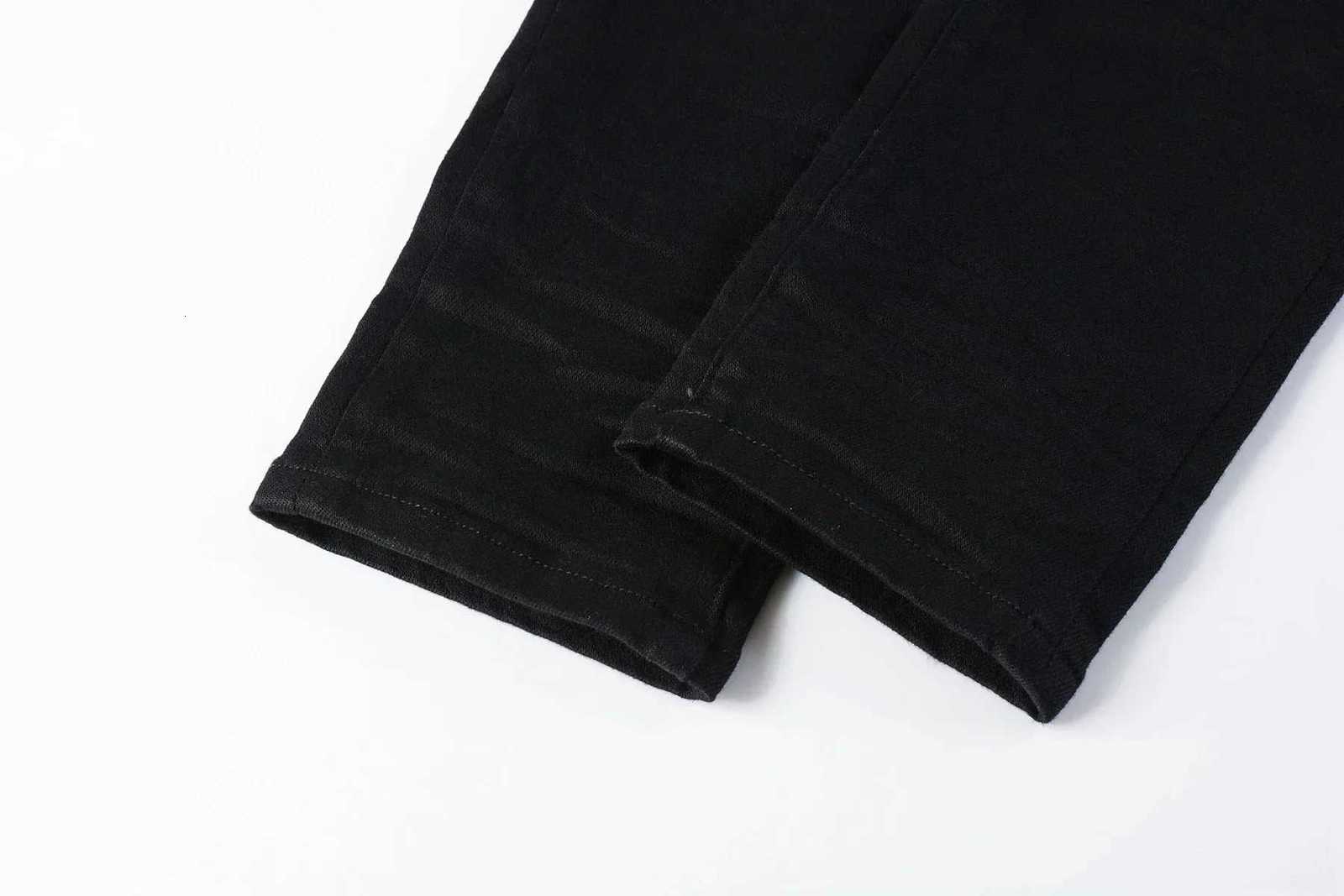 Mens Distressed Black Streetwear High Stretch Skinny Button Fly Ripped Jeans Pants X250718