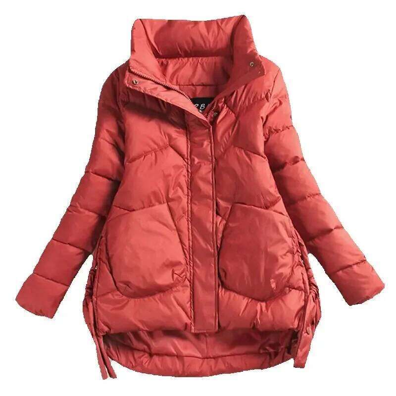 Warm Fashion New Solid Color Hood Filled Down Cotton Coat Women's Clothing Winter Jacket Women 2023