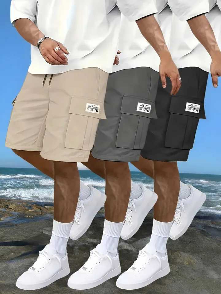 Mens work shorts; summer comfort; multi-pocket; outdoor leisure sport beach pants; elastic waistband Y2508141