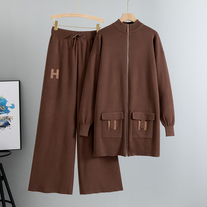 Elegant Fashion Casual Little Elegant Style Set Mid-Length Knitted Cardigan Pants Two-Piece Set for Women Spring and Autumn 250718