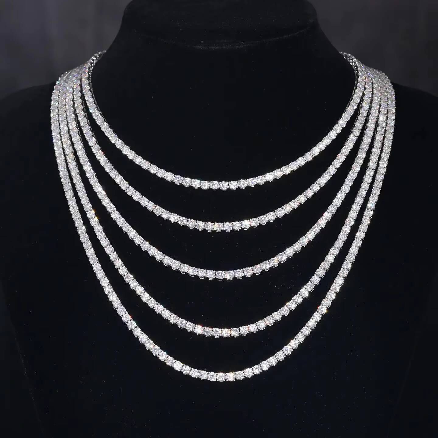 Wholesale Tennis Chain Women Iced Out Tennis Necklace 925 Silver 3mm 4mm 5mm Men Vvs Moissanite Tennis Chain
