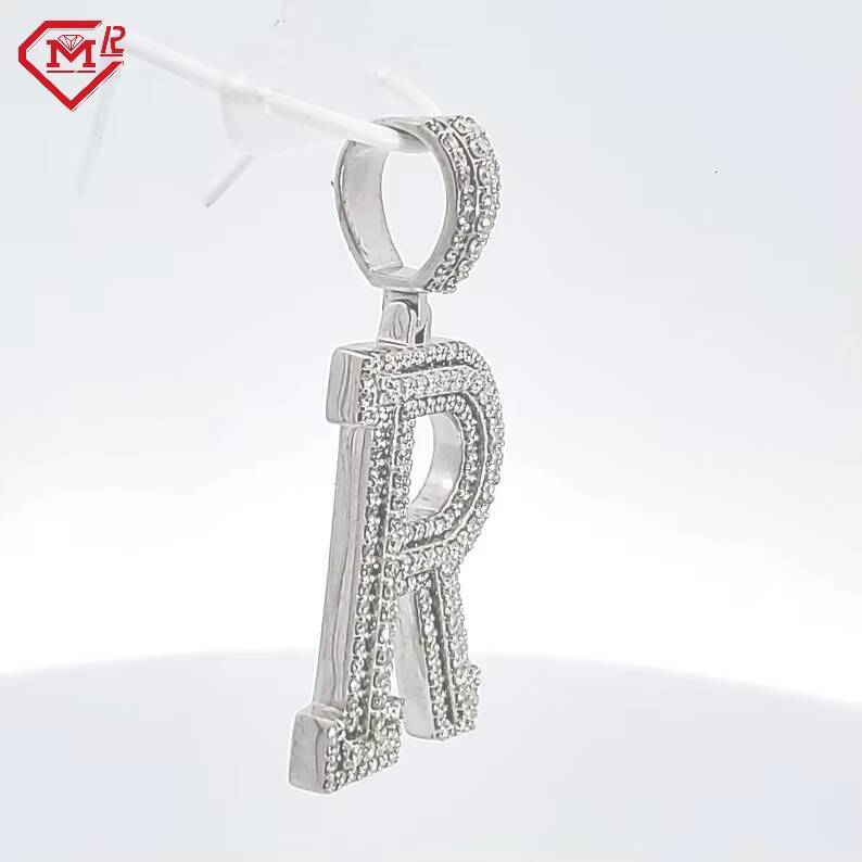 Hip Hop Moissanite Letter Pendant Initial Name Charm 925 Silver Vvs Iced Out Moissanite Pendant