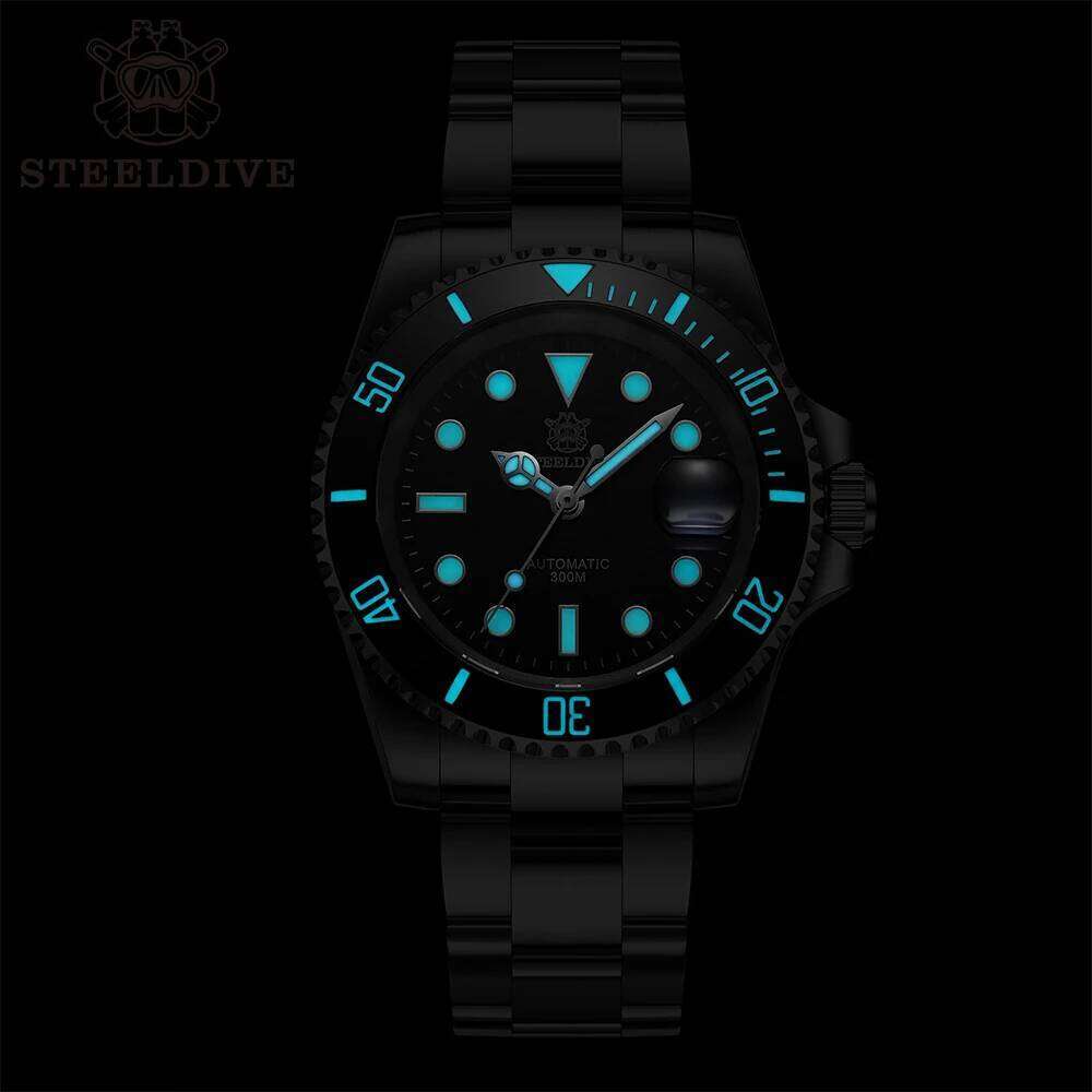 STEELDIVE SD1953 Black Dial Green Ceramic Bezel NH35 Automatic Watch 300M Waterproof Sapphire Glass Men Dive Watches free shipping