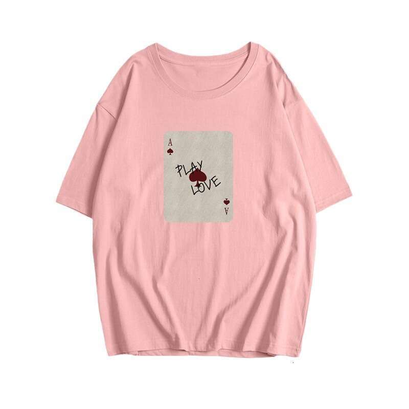 New Pure Cotton Short Sleeve Top Niche Print Round Neck T-Shirt Loose Soft Ins Style Women's Clothing B5