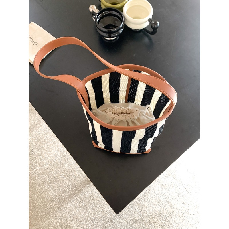 Womens Shoulder Backpack with Contrasting Stripe Pattern - Roomy Capacity