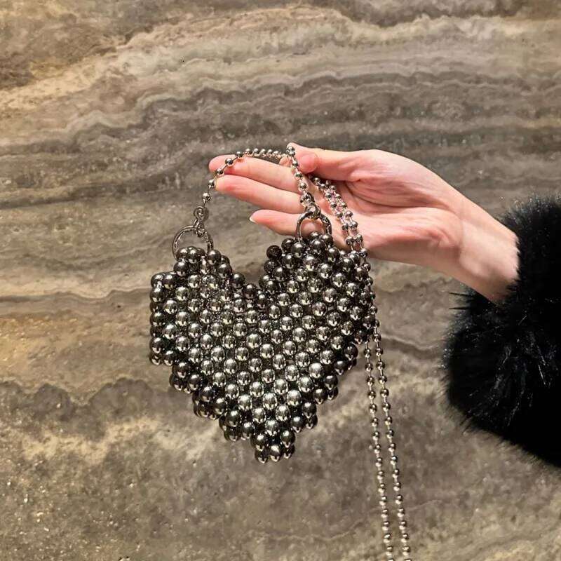 Designer Bags Women Heart Shape Handbag Pearl Bead Evening Lipstick For Wedding Party Boutique Elegant Clutch Purse Shoulder Bag Luxury Bag