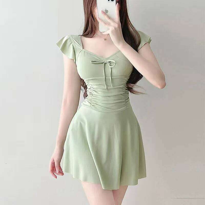 New One-piece Dress Women's Sports Conservative Slimming and Plump Swimsuit