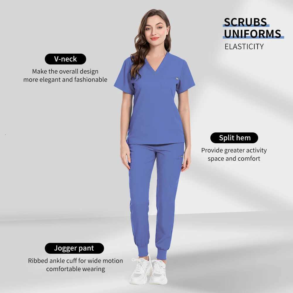 Wholesale Health Service Nursing Uniform Set Costume Women Jogger Suit Spandex Fashion Nurse Accessories Medical Workwear Unisex Z250718