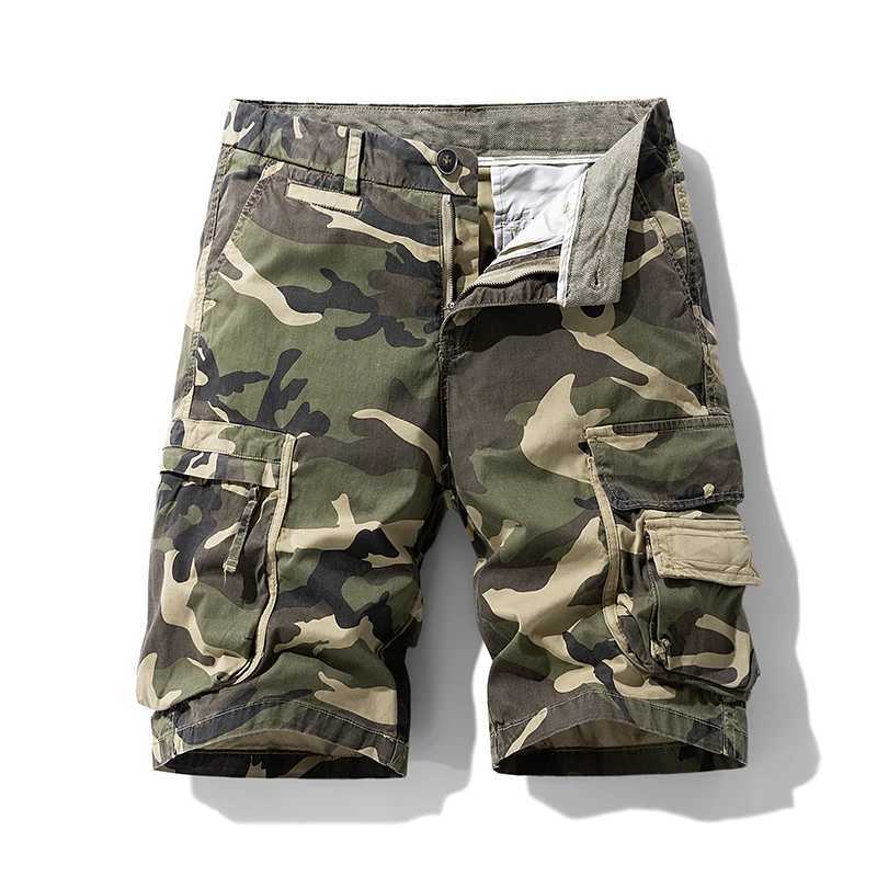 Summer Men Cotton Camouflage Cargo Shorts Men Jogger Casual Beach Shorts Men Bermuda Multi Pocket Work Safari Short Pants Trouser W250718