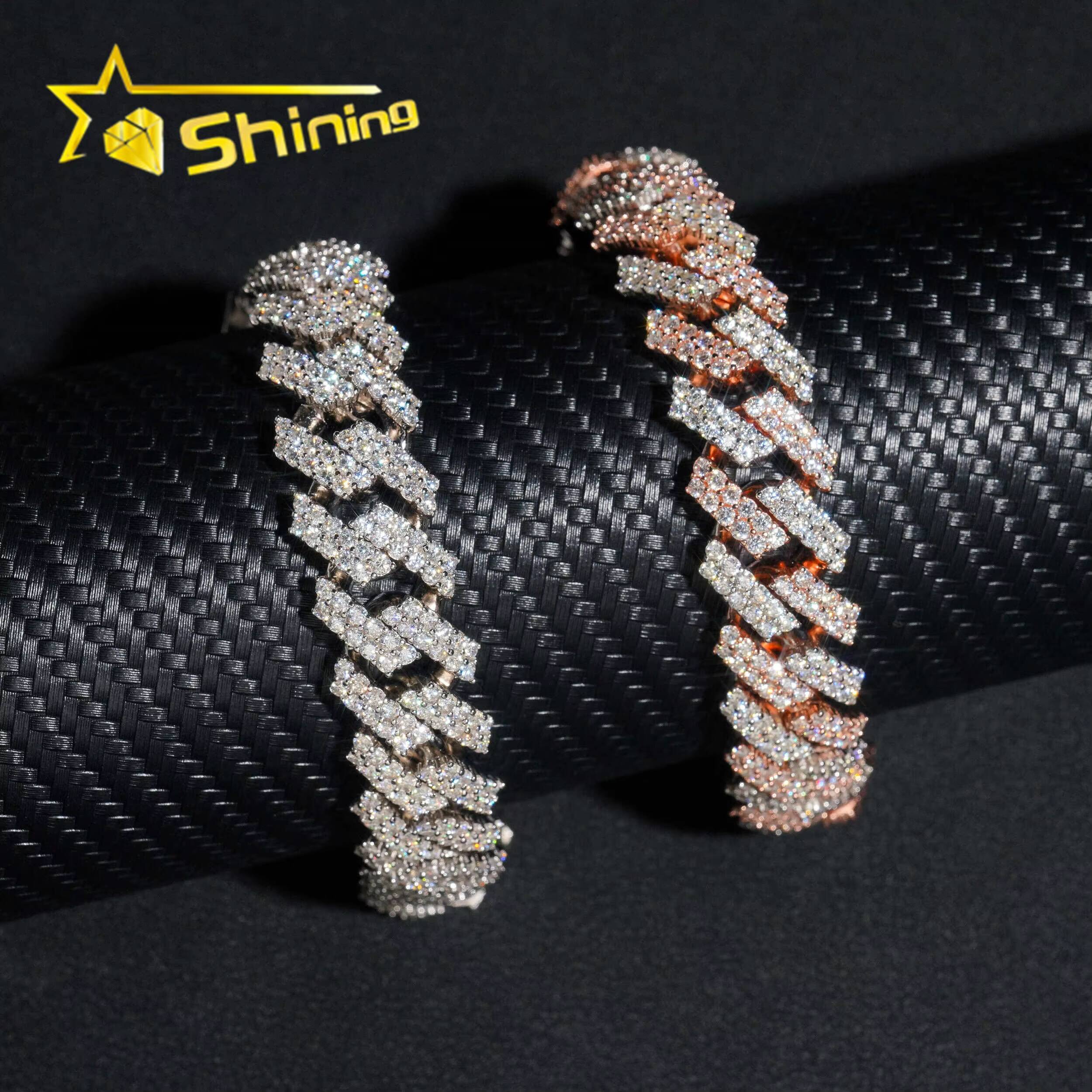 Fine Jewelry Sterling Silver 925 Iced Out Custom VVS Moissanite Hip Hop Jewelry Necklace Cuban Link Chain Bracelet