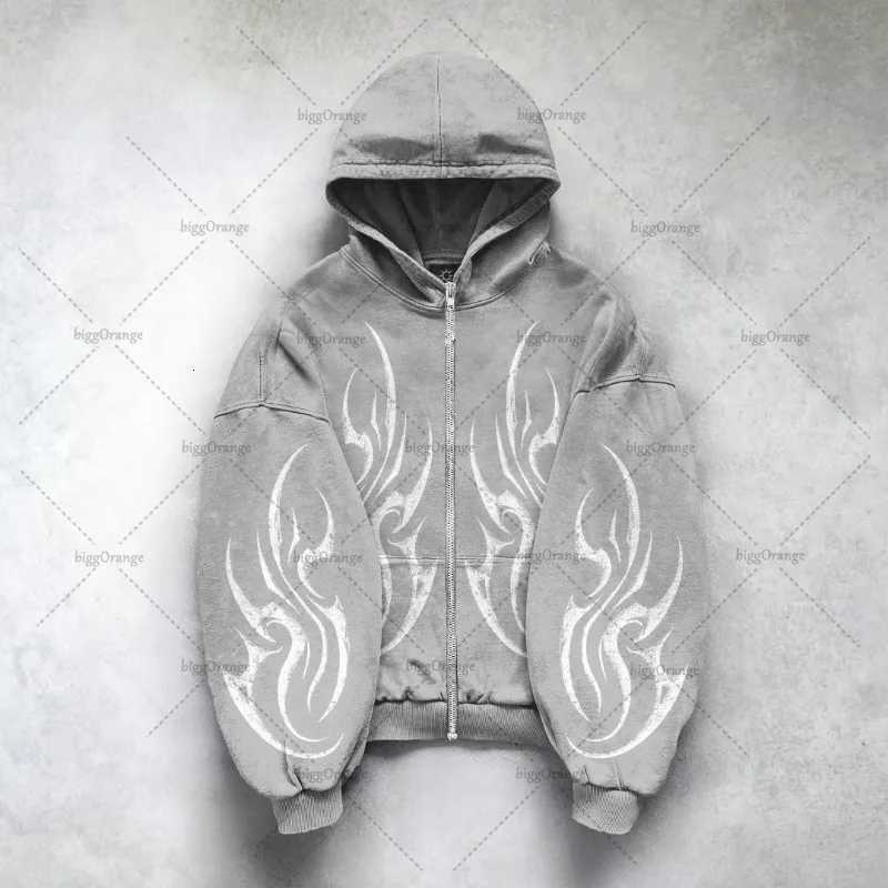 2025 2K Harajuku Retro Personalized Print Fashion Loose Zipper Hoodie Men American Classic Casual All-Match Sweatshirt Women X2507181