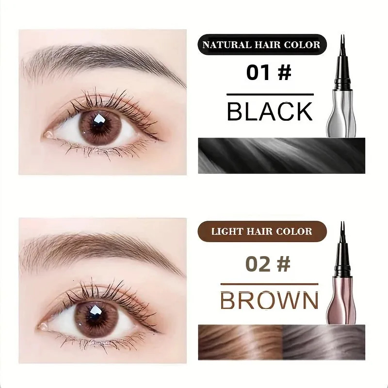 2 Point Wild Eyebrow Pencil Long-Lasting Easy Grip Waterproof Thin Liquid Silkworm Brow Pen Korean Makeup for Eyebrow Tattoo 250712