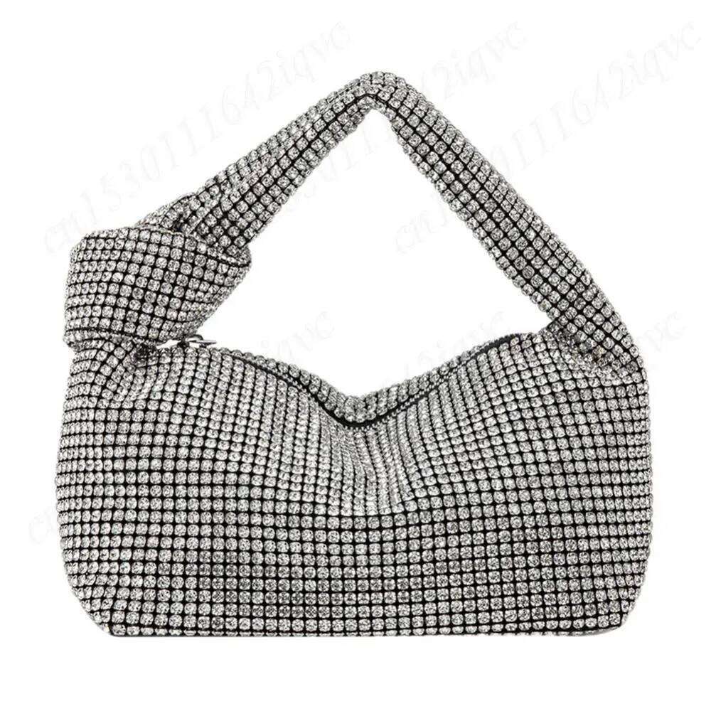 Designer Bags Women Shiny Tote Rhinestone Knot Evening Zipper Dia Purse Glitter Sparkle Crystal Clutch Lady Wedding Bag Luxury Bag