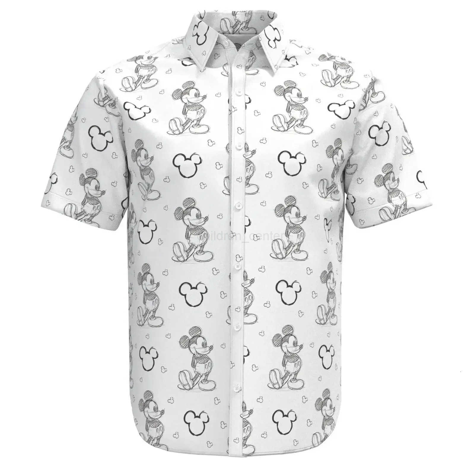Disney Comic Book Mickey Mouse Friends Hawaiian Shirt Disney Mens Button Down Short-Sleeved Shirt Mickey Mouse Hawaiian Beach Shirt W250718